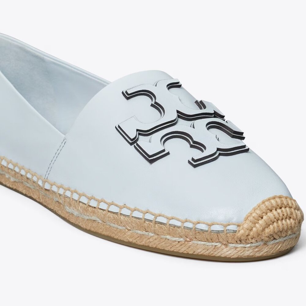 Tory Burch $228 Ines Espadrille Flats Pale Icy Blue Leather 9.5 10